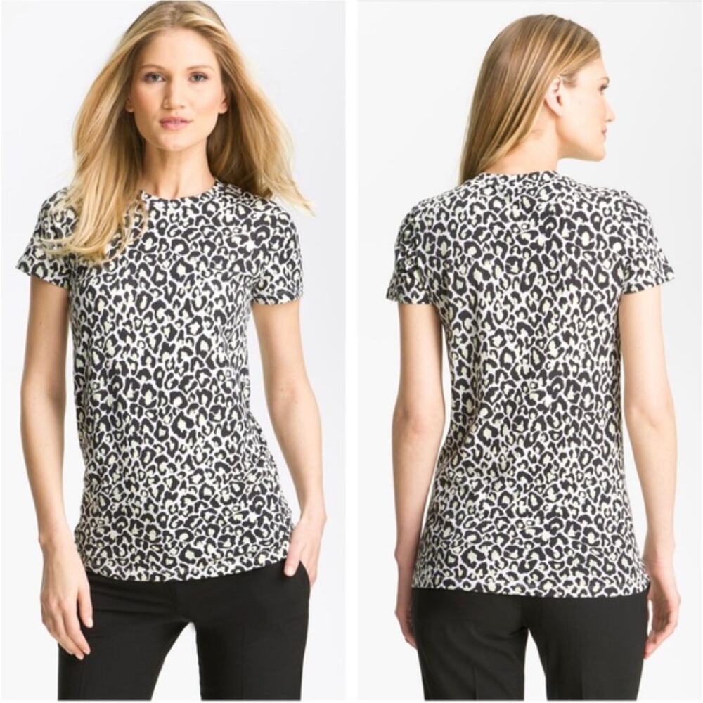 Theory Johnna Rainforest Leopard Print Tee Size Medium